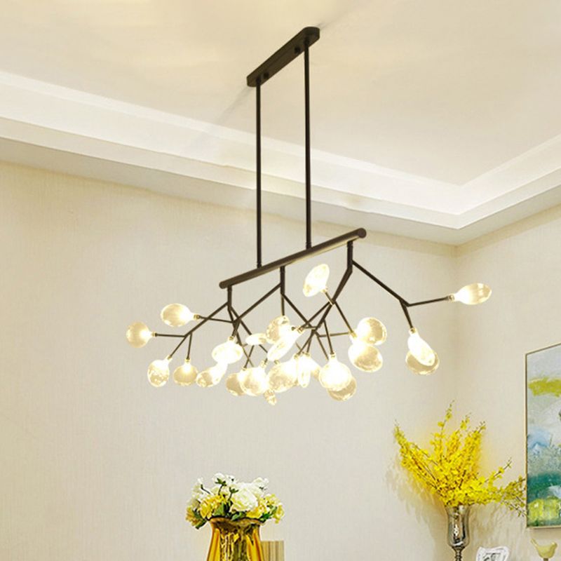 Postmodern Bubble Chandelier Lamp Clear Glass 27 Heads Dining Room Hanging Light Kit in Black/Gold
