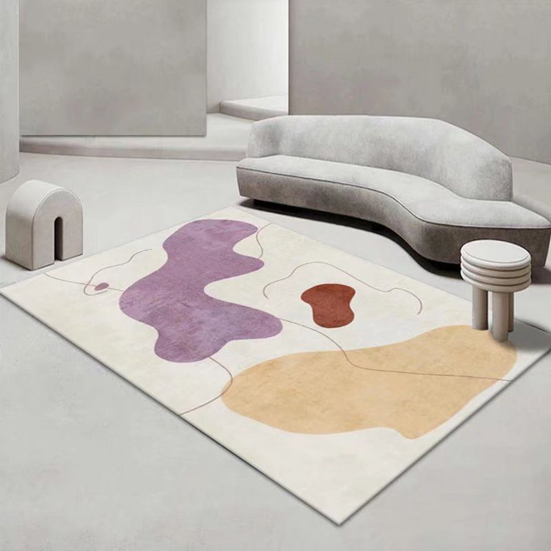 Orange Modern Rug Polyester Color Piece Rug Stain Resistant Rug for Living Room