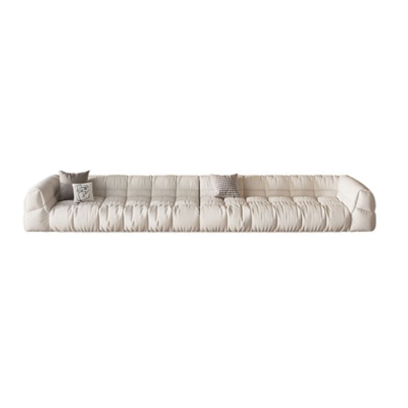Contemporary White Cushions Tuxedo Arm Living Room Standard Settee
