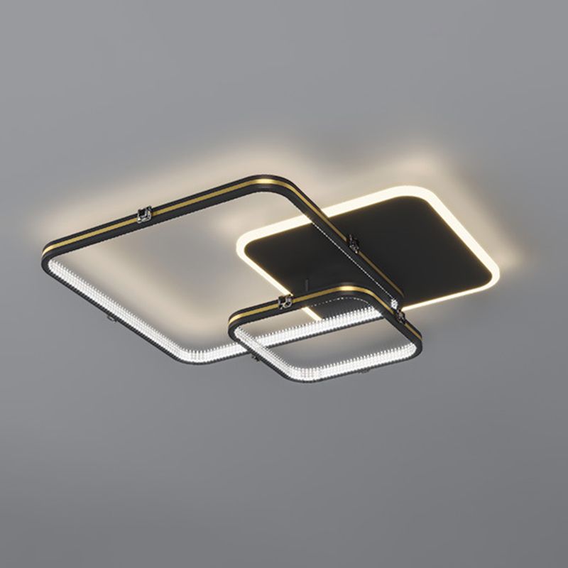 Quadrierte Deckenleuchte Moderne Stil Acryl LED-Schlafzimmer Deckenbündige Halterung in Schwarz