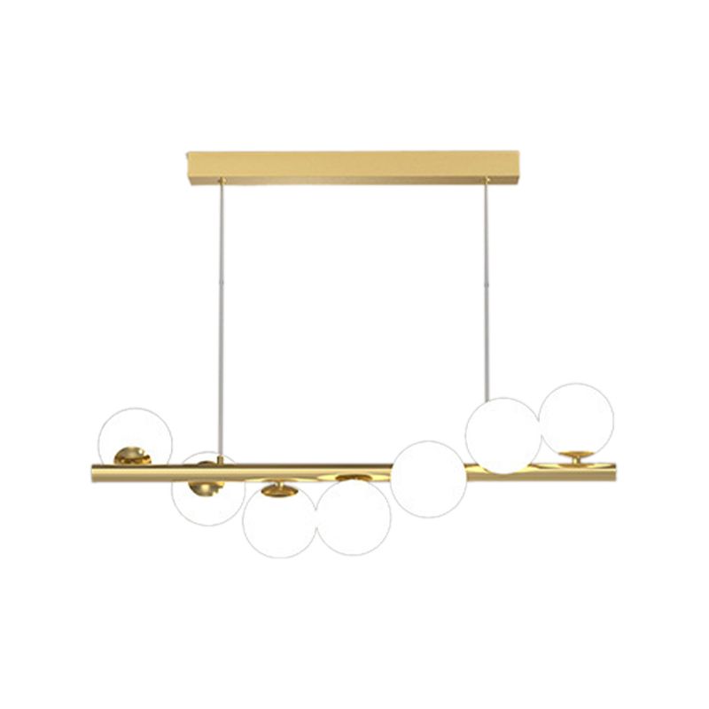 7/9/11-Light Contemporary Golden Kitchen Island Lighting Glass Ceiling Light for Bedroom