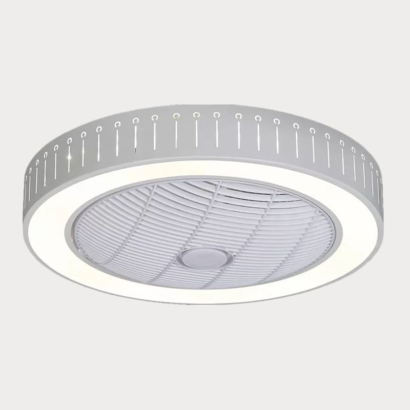 Acrylrunde Laser-Schnitt-Deckenventilator Moderne LED White Semi Flush Mount, 23 "breit