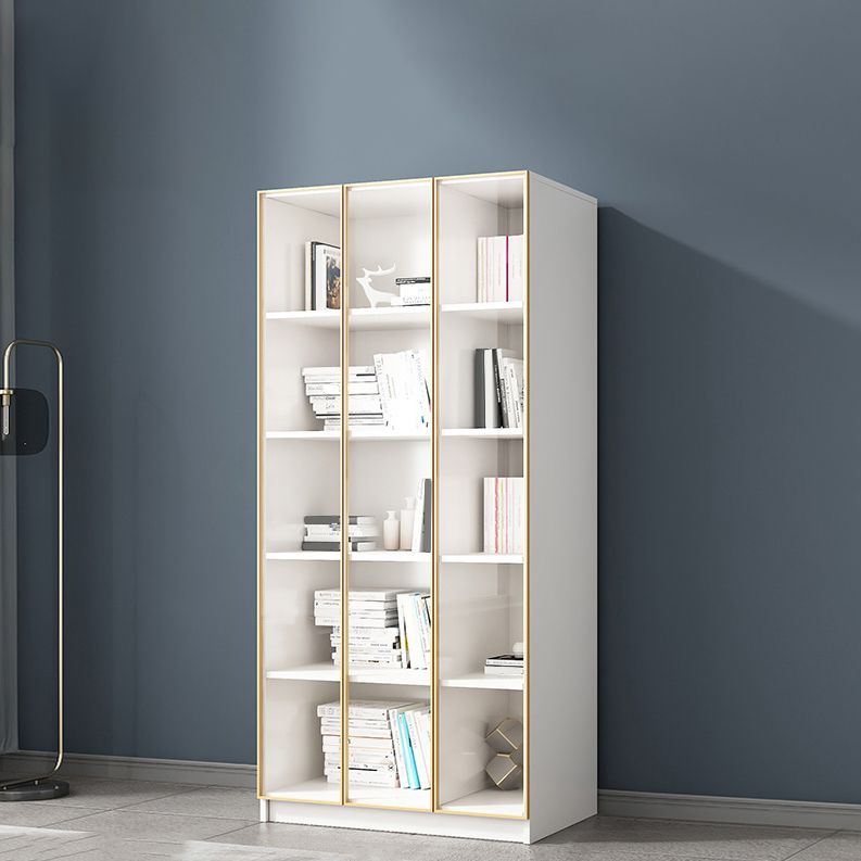 Modern Engineered Wood Bookshelf Standard Closed Back Vertical Bookcase with Doors