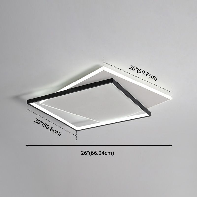 Simplicity LED Ceiling Lamp Double Squares Geometric Shape Flush Mount Lighting Fixture with Acrylic Shade