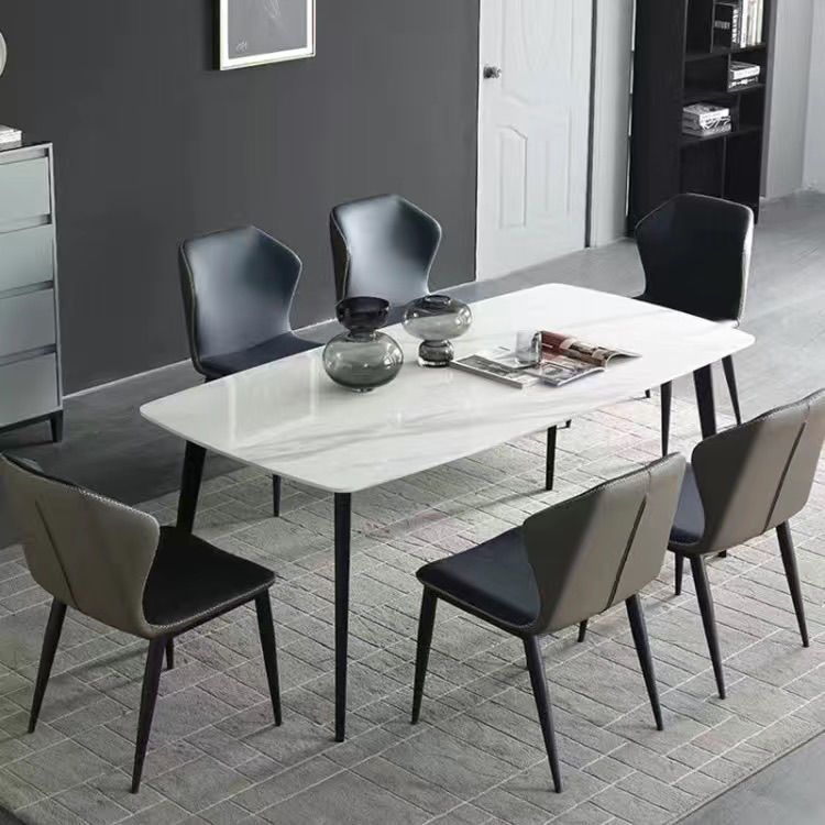 Metal Base Table Sintered Stone Top Dining Table for Kitchen