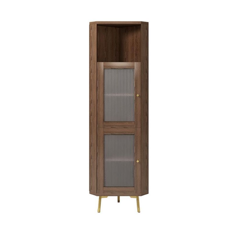 Wooden Storage Cabinet with 2 Glass Doors and Storage Shelf Modern