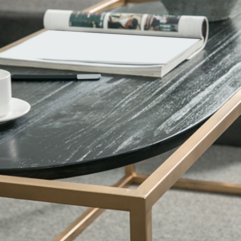 Solid Wood Rectangular Coffee Table Contemporary 1 Single Iron Frame Cocktail Table
