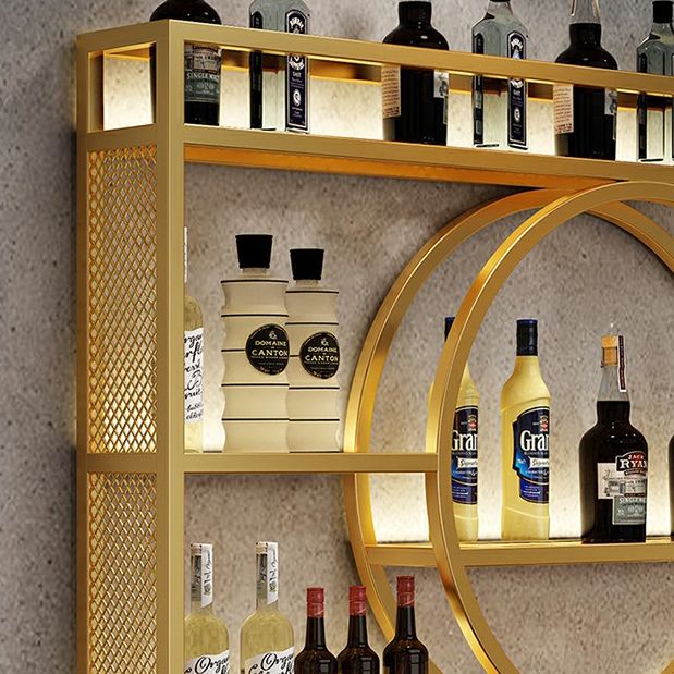 Wall Mounted Wine Rack Metal Wine Bottle & Glass Rack without Light