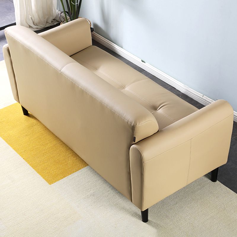 Modern Square Arm Stain Resistant Settee Couch in Orange/Ivory Cushions