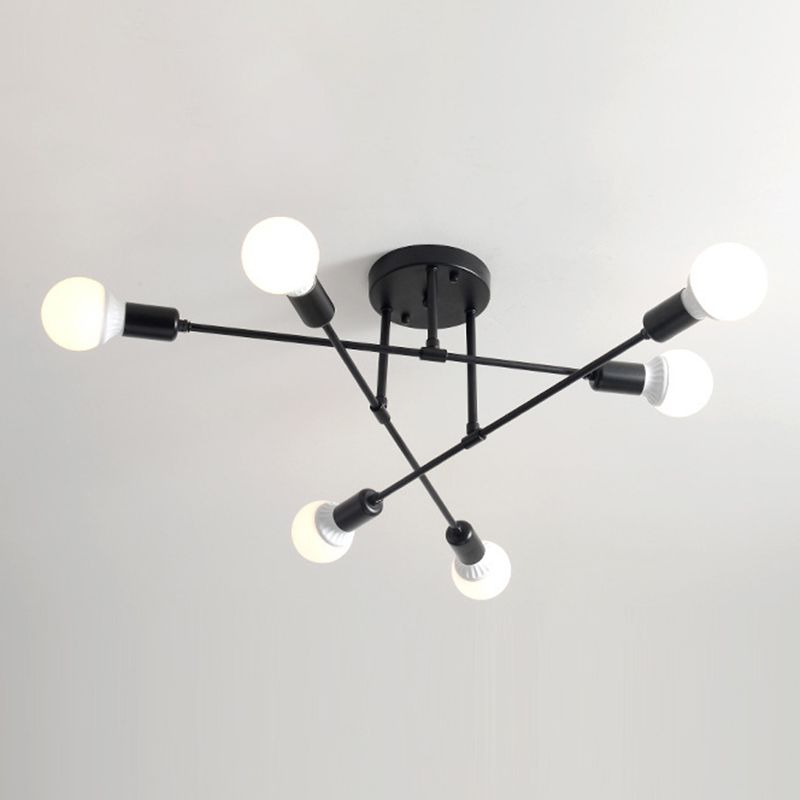 Metal Modern Semi Flush Mount Lighting 6 Lights Sputnik Semi Flush Light Fixtures for Semi Flush Light Fixtures