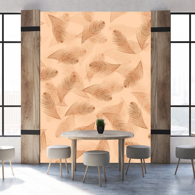 Tropical Natural Botanical Wall Mural Soft Color with Palm Leaf Decorative Wall Decor