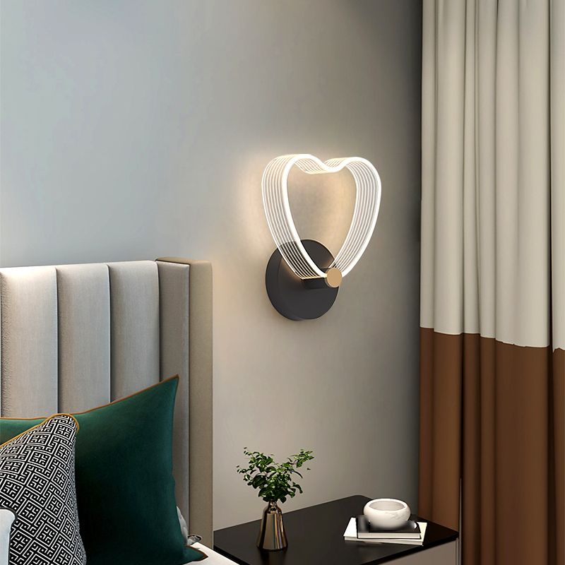 Metal Geometric Wall Light Nordic Style LED Wall Sconce in Black for Bedroom