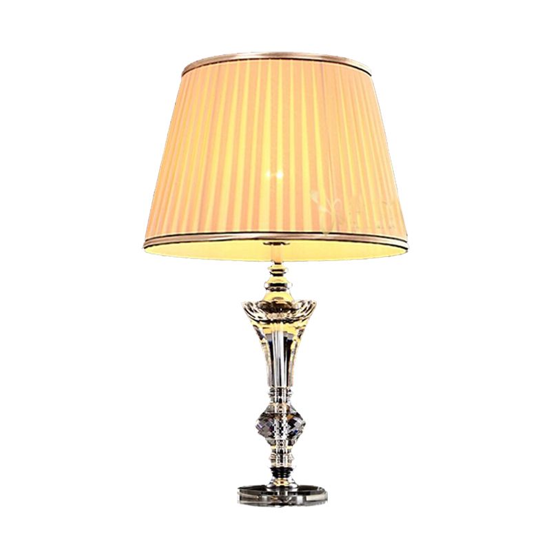 1 tête en tissu incurvé lampe de chevet moderniste moderniste lisse de lecture en cristal biseauté en beige