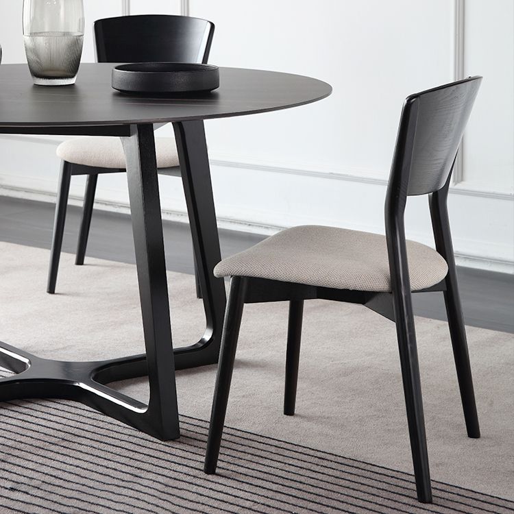 Silla lateral de comedor con respaldo abierto contemporáneo, sillas laterales de madera sin brazos con patas