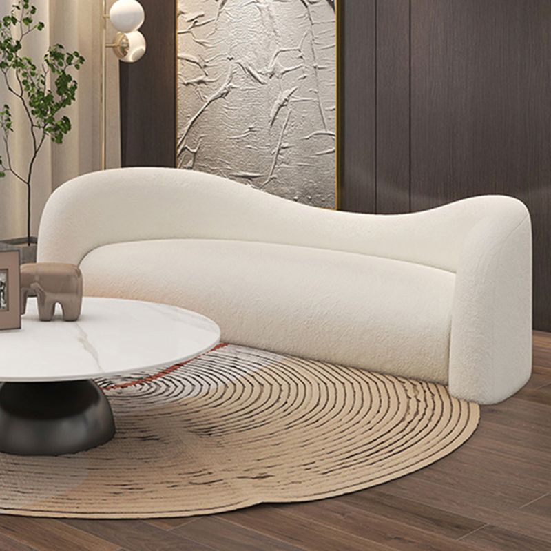 Wool Contemporary Curved Sofa Sloped Arm Sofa for Living Room