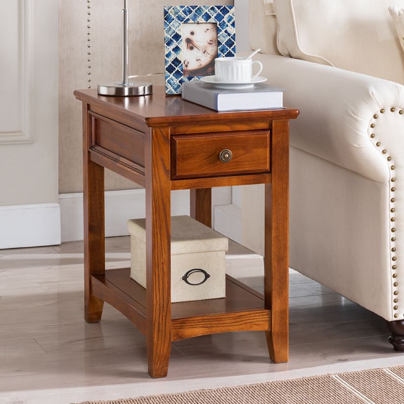 Modern Rectangle Top Side Table 23.62" Tall Wood End Table with Storage