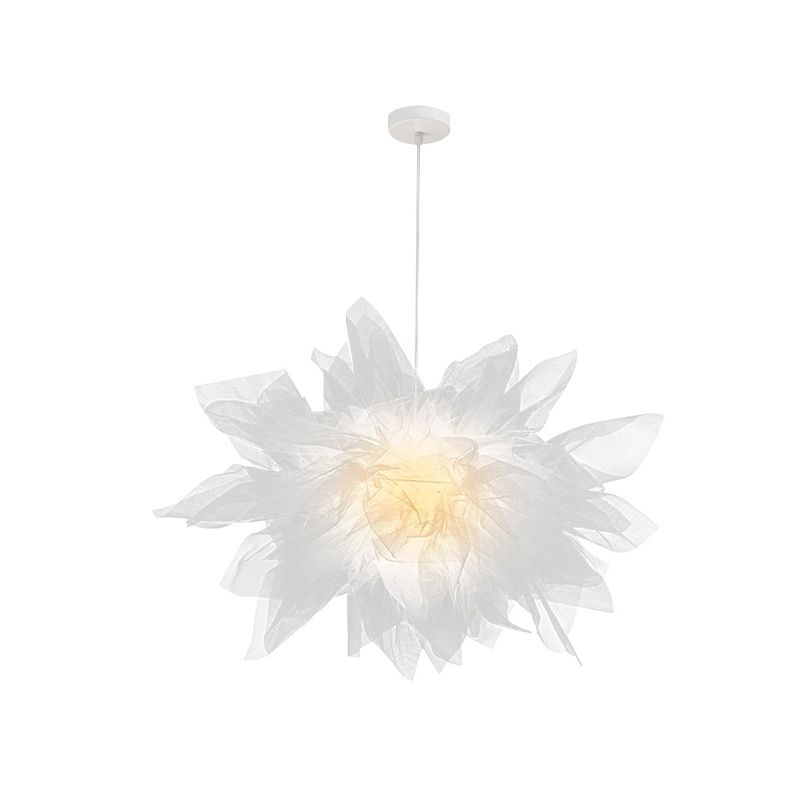 Moderner Blütenblüten hängend leichtes Hand-Sewn-Baumwollgarn 1 helle Schlafzimmer Deckenlampe in Weiß/Rosa