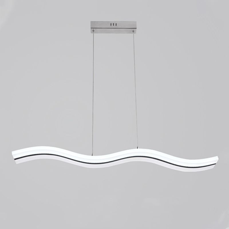 Modern Linear Island Lighting Acrylic 1-Light Island Light Fixture in White