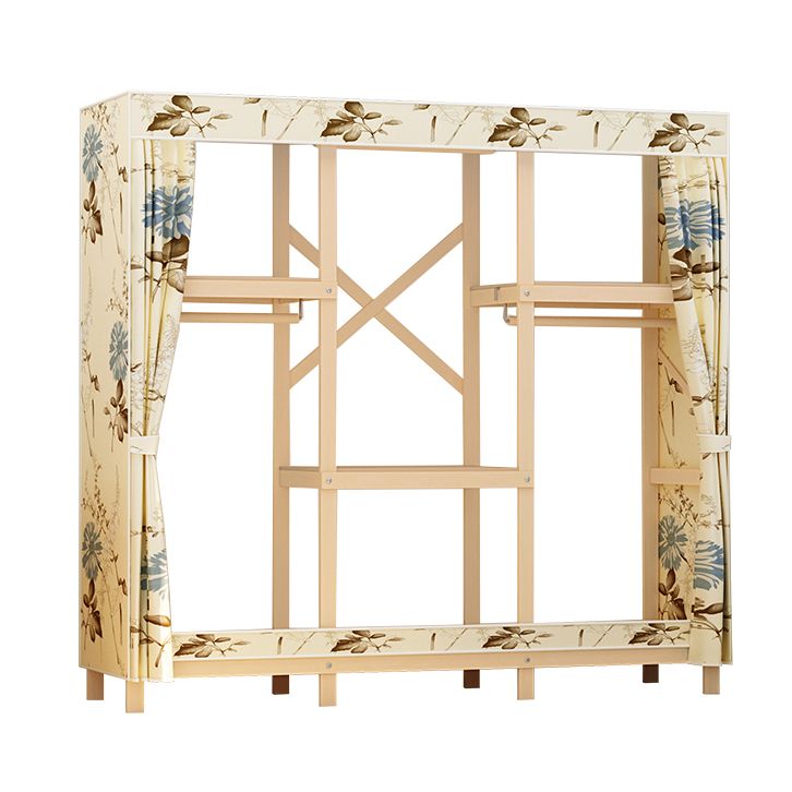 Contemporary Style Wardrobe Solid Wood 1-Door Wardrobe Closet for Bedroom