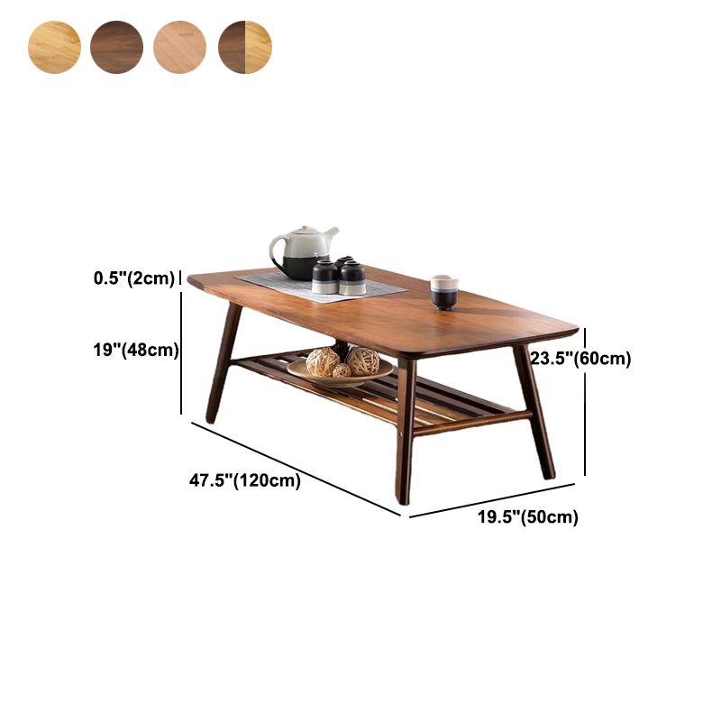 4 Legs 1 Single Coffee Table with Wood Accents Modern Rectangular Cocktail Table