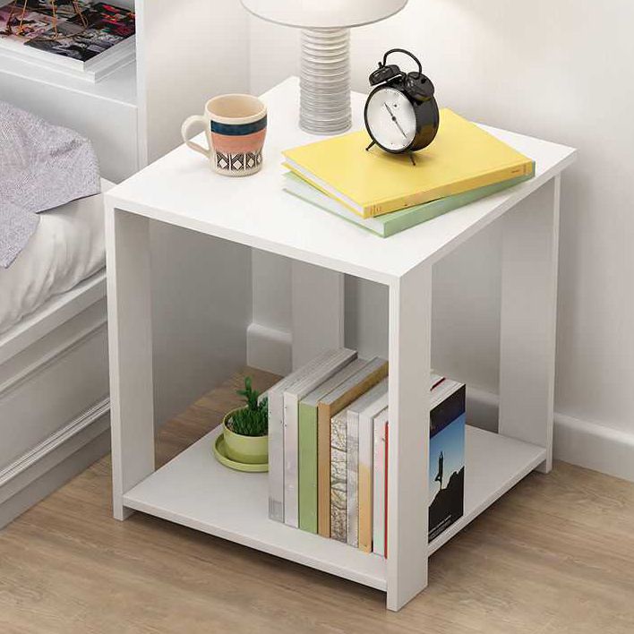 15.7" /18.8" Tall Wooden Nightstand Modern Night Stand with Shelves