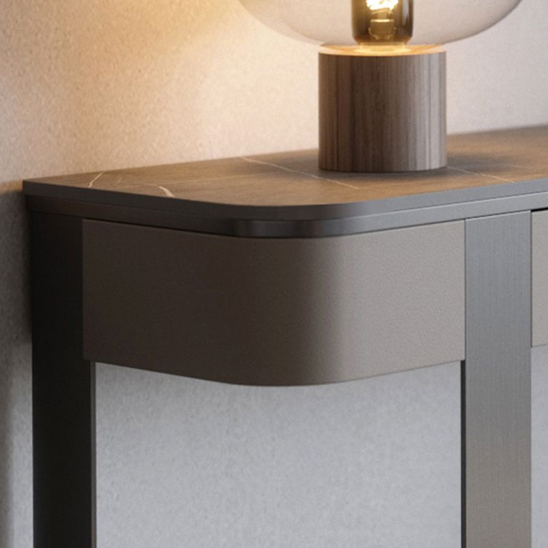 Stone Half Moon Console Table Modern 13.78" W Accent Table for Hall