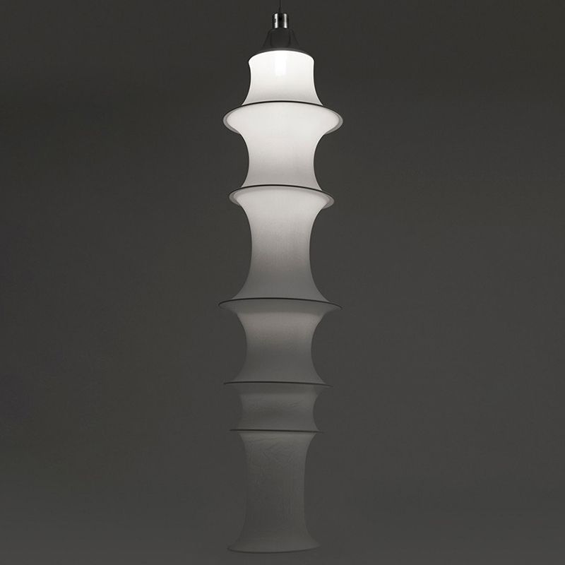 Hedendaagse witte zijden hanglamp LICHT BEWERK 1 Licht geometrisch hangend plafondlicht