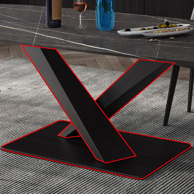 Metal Modern Rectangular Dining Table Sintered Stone Table for Dining Room