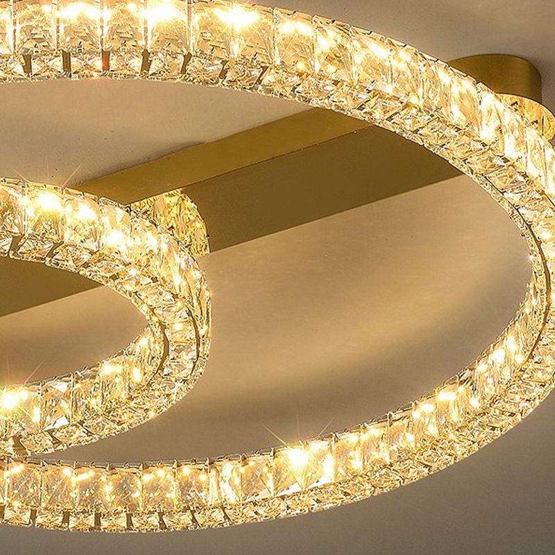 Luminaires encastrés contemporains Lampes encastrées circulaires en cristal en or