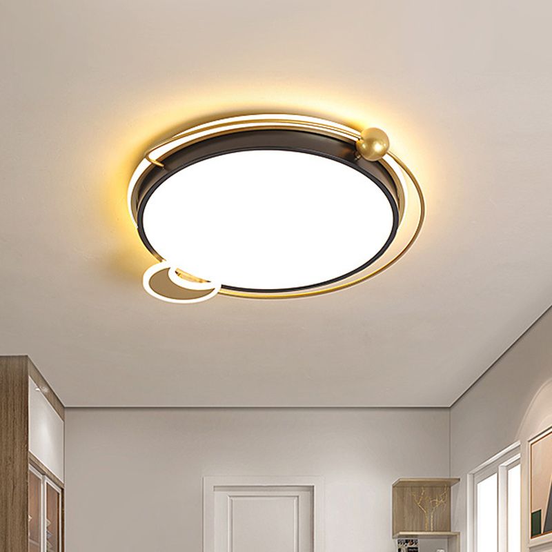 Modernist Round/Square Flush Mount Acrylic LED Bedroom Flushmount Lighting in Black, Warm/White Light