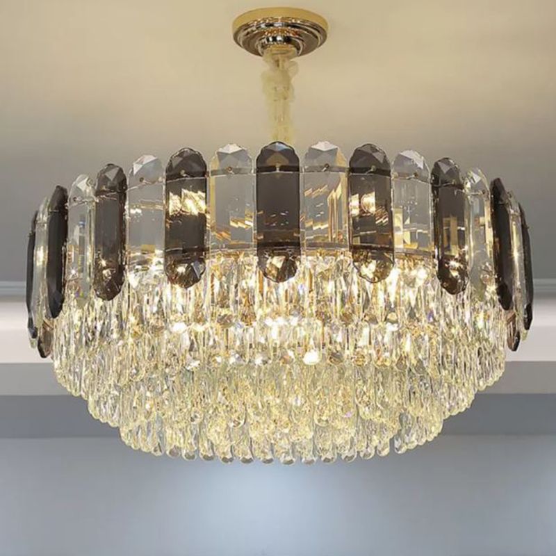 Lámpara de araña de cristal de lámparas de cristal de geometría de estilo contemporáneo en gris