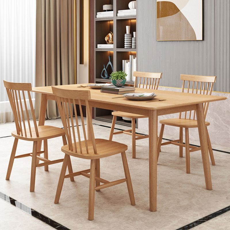 Glam Style Wooden Dining Table Rectangle Table with Wood Legs for Kitchen