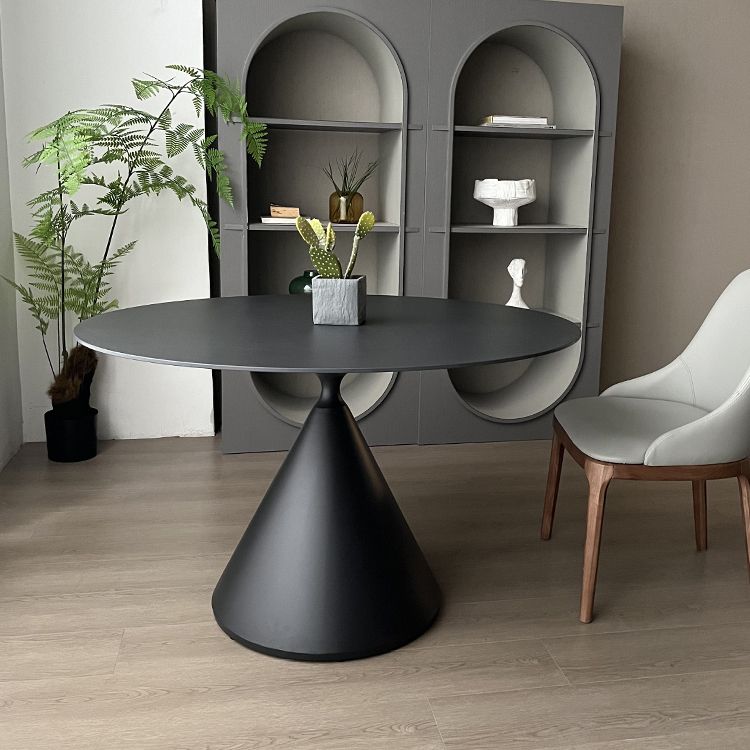 Contemporary Pedestal Dining Table Round Stone Furniture for Dining Room