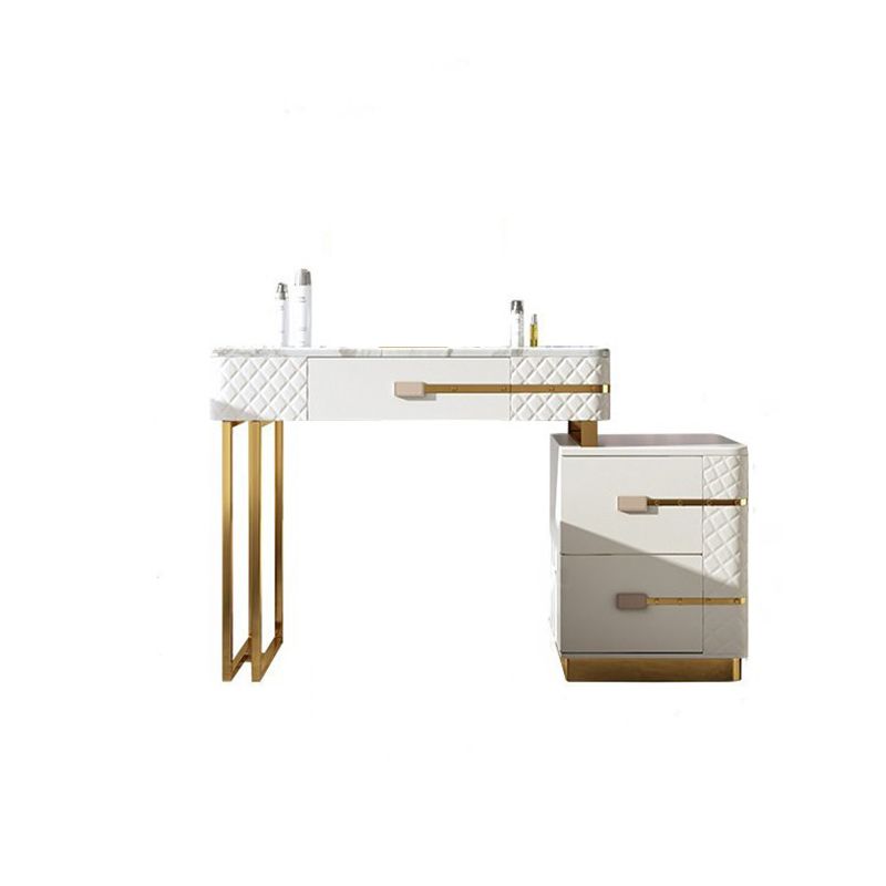 Faux Leather Vanity Dressing Table Set with 3 Storage Drawers