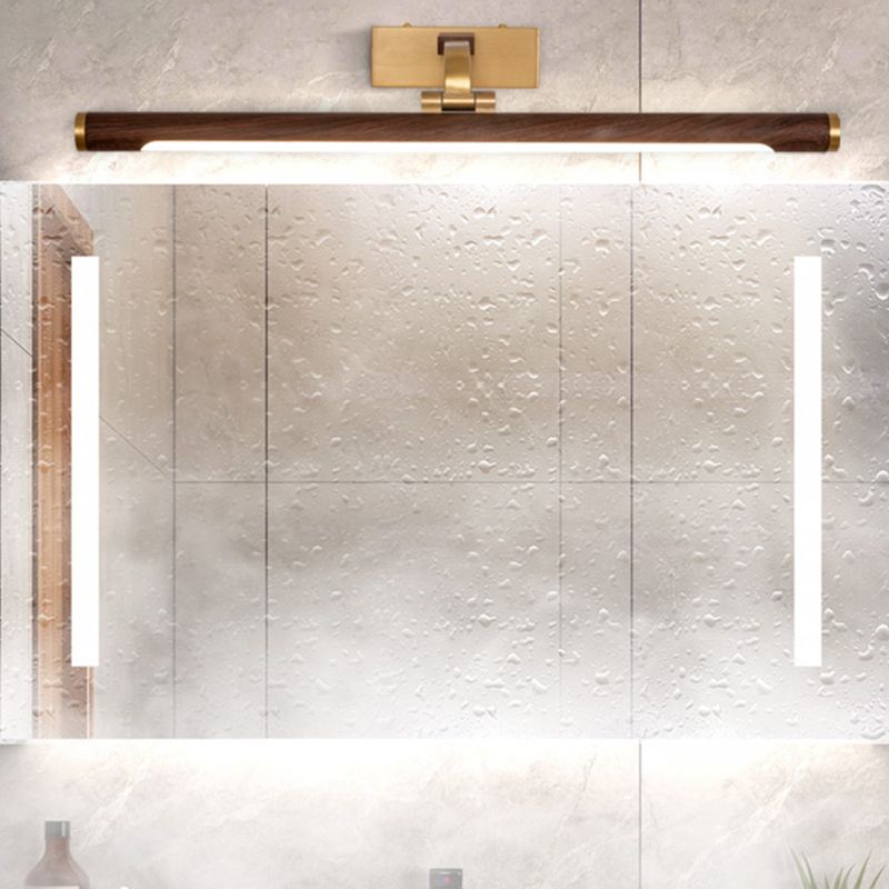 Metal Linear Shade Wall Sconce Modern Style Modern 1 Apparecchio di illuminazione da parete a specchio leggero in marrone
