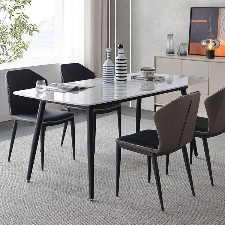 Sintered Stone Modern Style Dining Table Rectangle Table with 4 Legs for Home