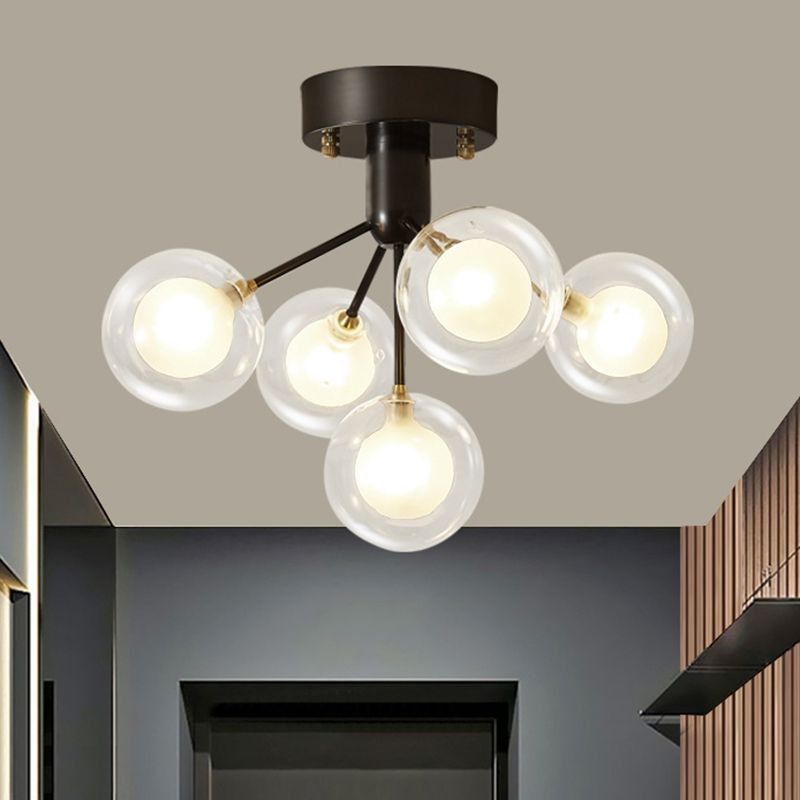 Modo inbouwplafondlamp Modern helder en matglas 5-lichts semi-inbouwlamp voor gang