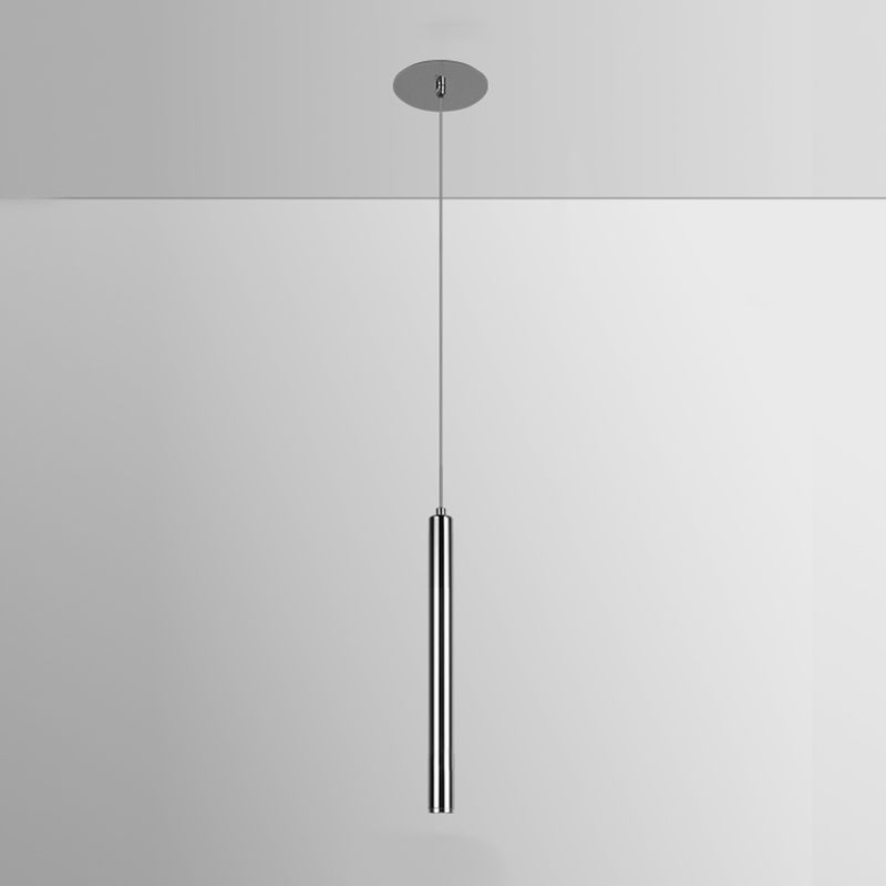 Zeitgenössischer Stil Zylinderform Pendelleuchte Leuchtmetall 1 Leichte Hanglampe in Silber