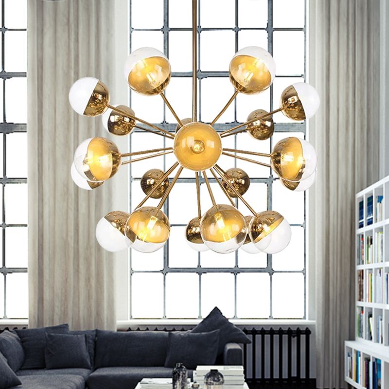 Semi-encastré Globe pour salle à manger, verre blanc/transparent/gris fumée, 9/12/15 lumières, luminaire semi-encastré contemporain en cuivre/chrome/or
