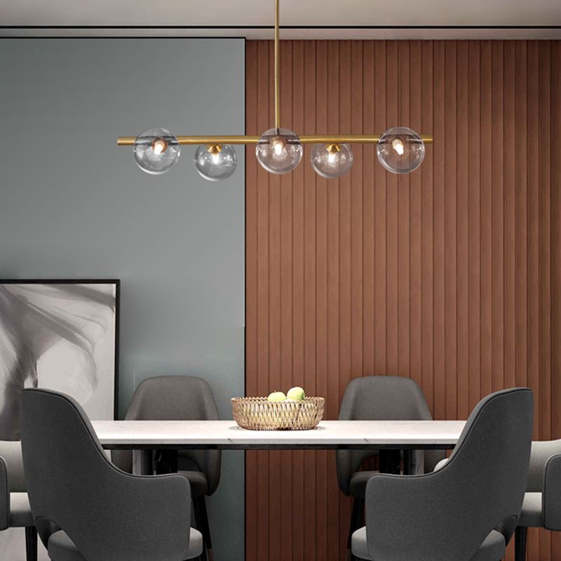 Nordic Style Copper Hanging Lamp Ball Shape Shade Island Light Fixture for Bedroom