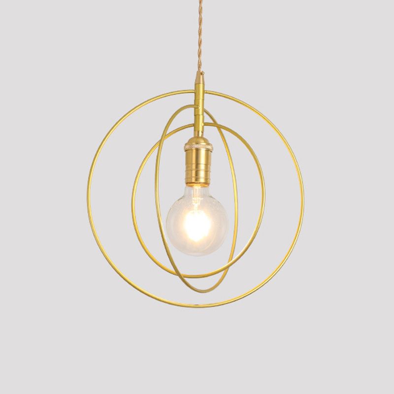 Comedor geométrico Luz de lámpara colgante de estilo loft techo colgante de oro de metal