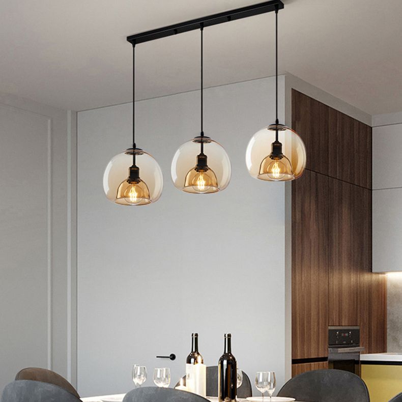 Modern Simplicity Round Cluster Pendant Light Glass Hanging Light for Living Room