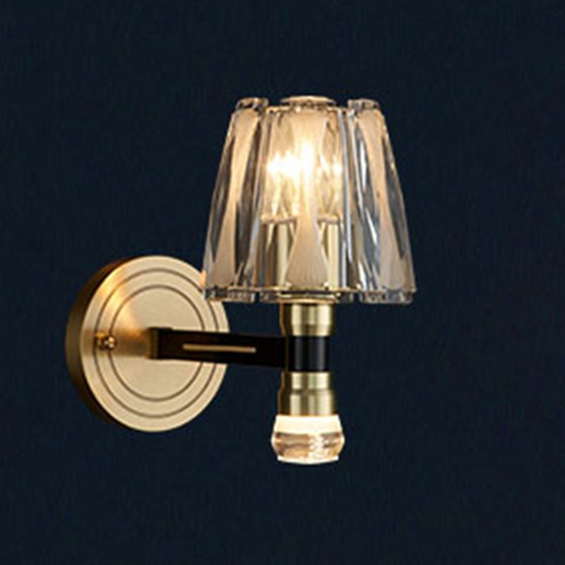 Lampada a parete in cristallo in rame a bulbo singolo 8,3 "H Brass Brass Bed Sconce Sconce Secondo