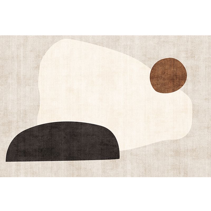 Apricot Tone Simplicity Indoor Rug Polyester Color Block Carpet Non-Slip Backing Rug for Bedroom