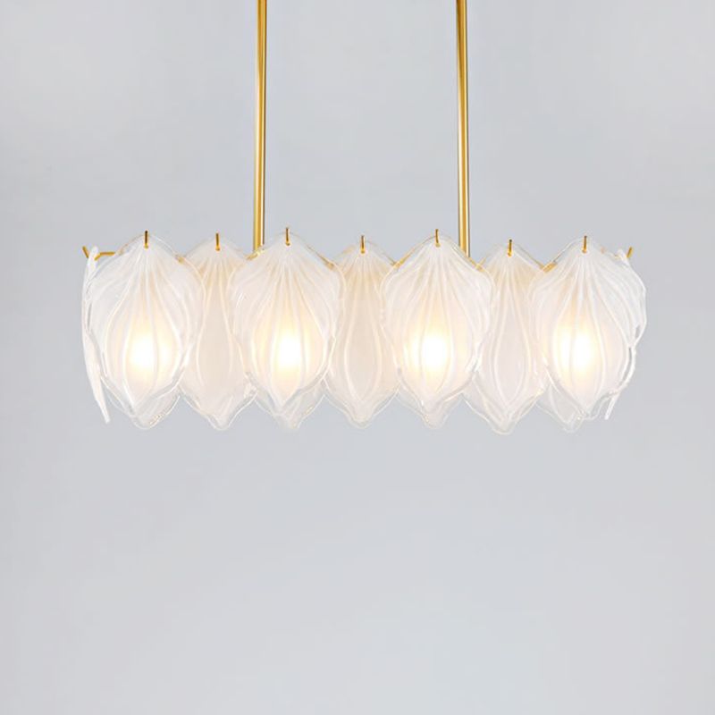 4 Light leaf Island Lights Modern Lighting Chandelier Glass and Metal Island Lamps in Gold