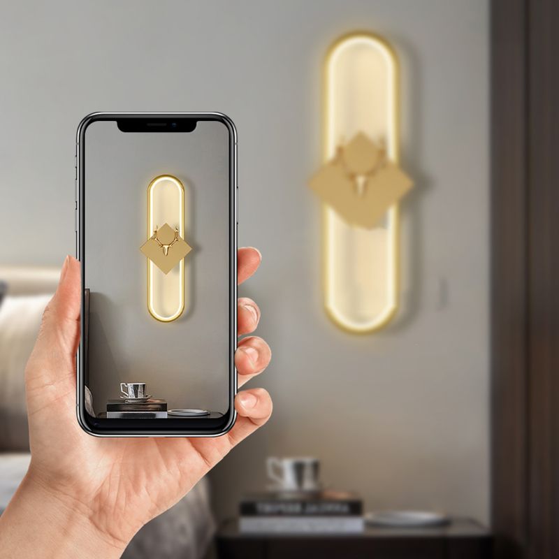 Oval Shape Metal Wall Light Modern Style 1 Light Wall Lighting Idea