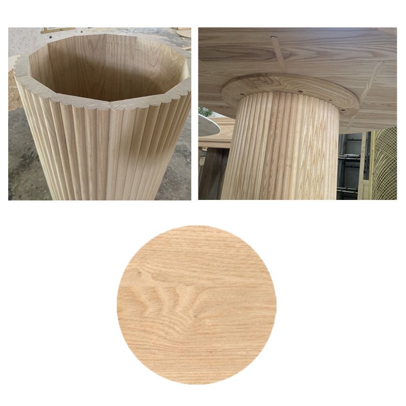 Modern Ash Wood Table for Restaurant Oval Table with Double Pedestal
