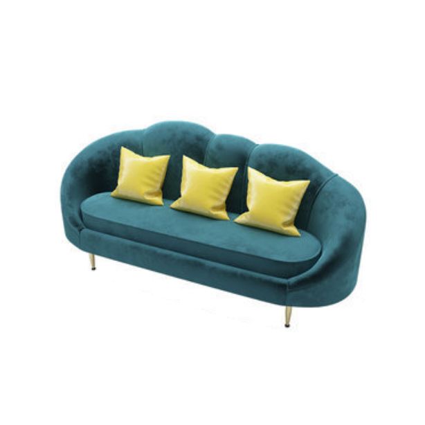 Contemporary Velvet Sofa with Sloped Arm and Tight Back for Apartment