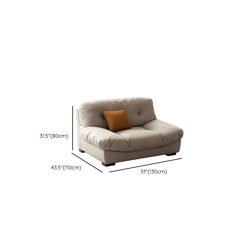 Scandinavian Beige Sofa with Tufted Back and Flared Arm for Living Room