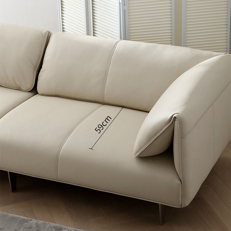 Sewn Pillow Back Sofa Modern Faux Leather Pillow Top Arm Seating - 26.77" H